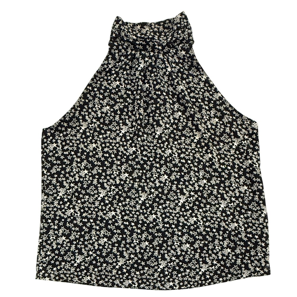 Sen Collection Womens Adah High Neck Sleeveless Top Black Gold Stars Small W540l